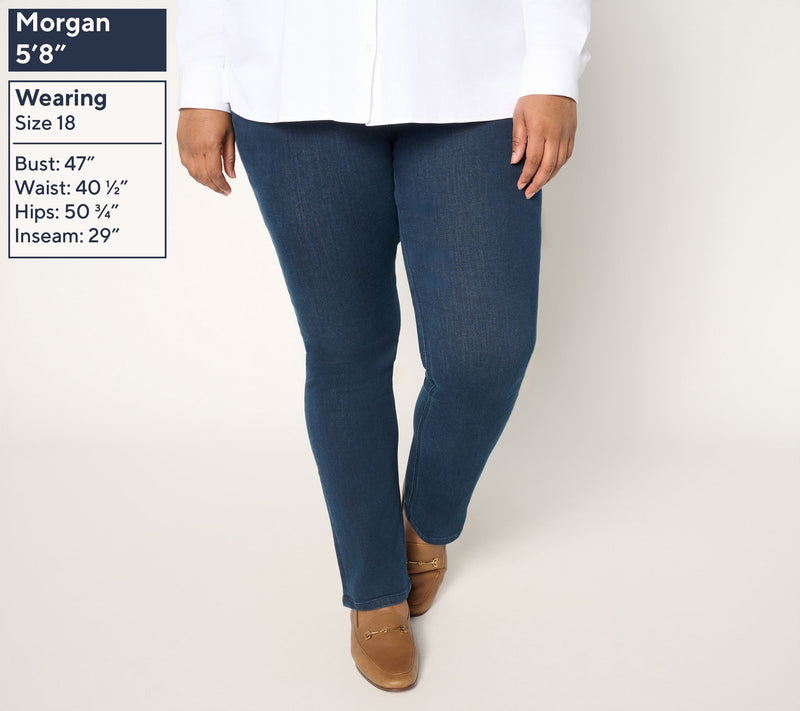 Denim & Co. Petite Indigo Perfect Flex Straight Leg Jean — View 4
