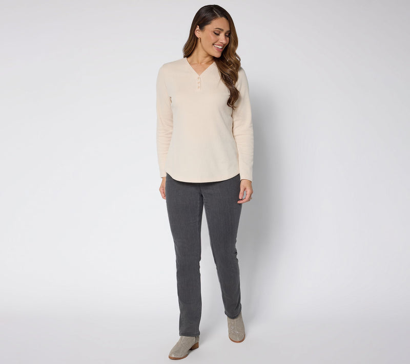 Denim & Co. Petite Black Perfect Flex Straight Leg Jean — View 4