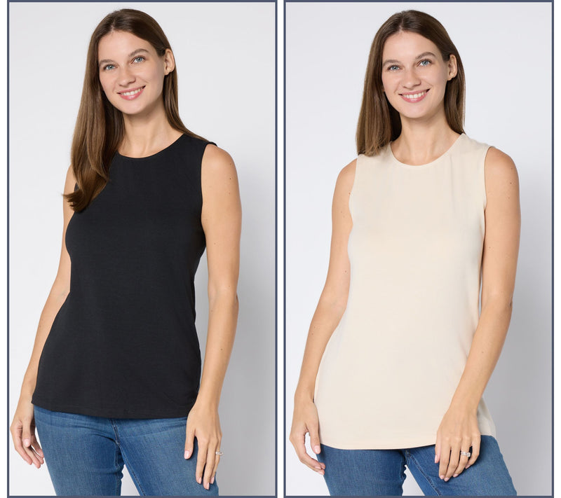 Denim & Co. Essentials So Soft Jersey 2-Pack Tanks — Main view