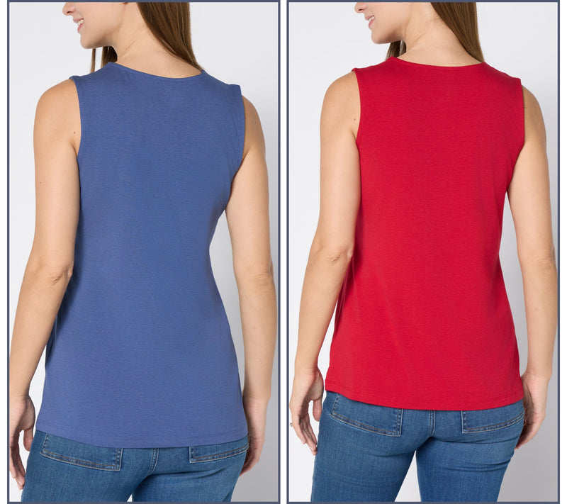 Denim & Co. Essentials So Soft Jersey 2-Pack Tanks — View 12