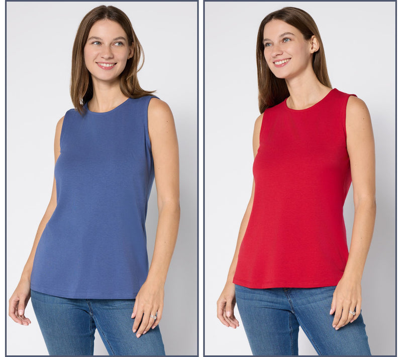Denim & Co. Essentials So Soft Jersey 2-Pack Tanks — View 7