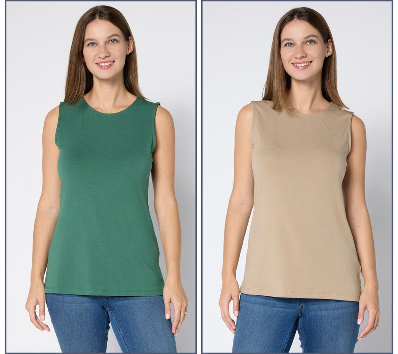 Denim & Co. Essentials So Soft Jersey 2-Pack Tanks — View 9