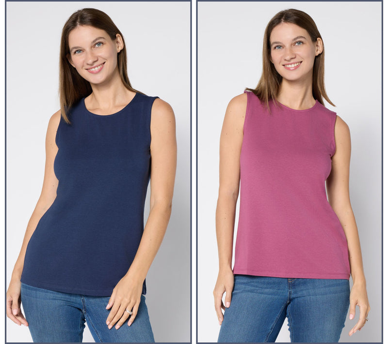 Denim & Co. Essentials So Soft Jersey 2-Pack Tanks — View 5