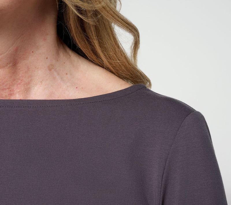 Women with Control Washed Cotton Boat Neck 3/4 Sleeve Top — View 6
