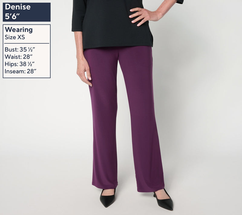 Women with Control Petite La Roma Jersey Crossover Waist Pants — View 4