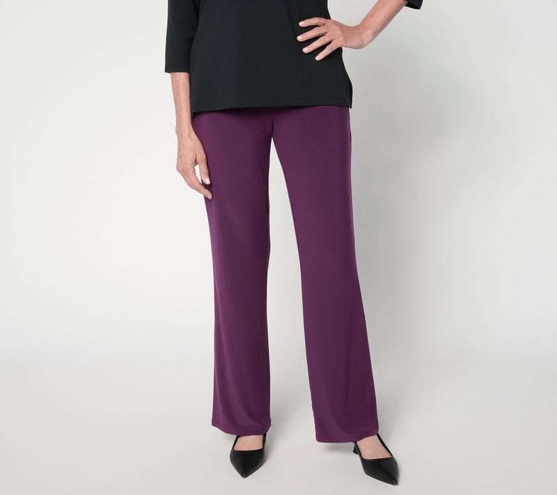 Women with Control Petite La Roma Jersey Crossover Waist Pants — View 12