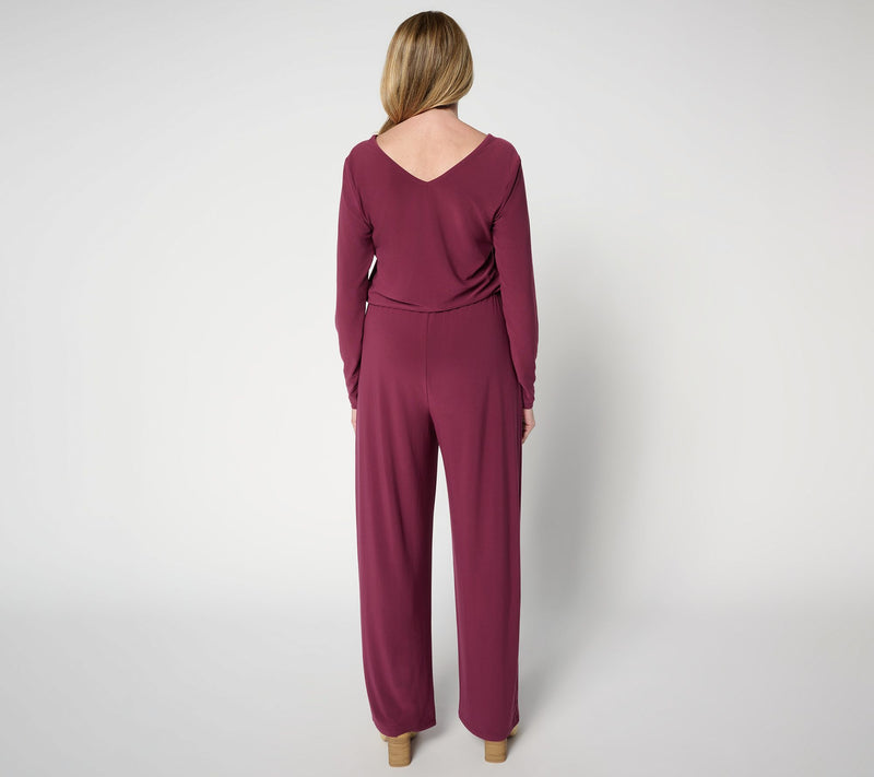 Women with Control Regular La Roma Jersey V-Neck Jumpsuit — View 4