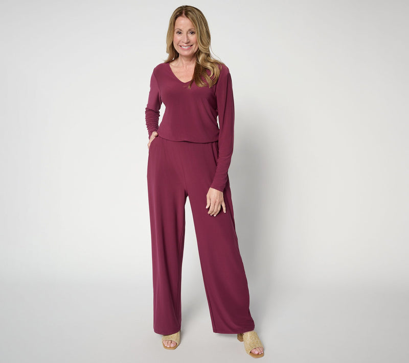 Women with Control Regular La Roma Jersey V-Neck Jumpsuit — Main view