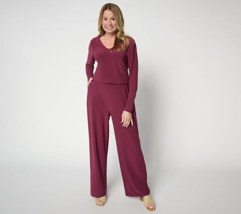 Women with Control Regular La Roma Jersey V-Neck Jumpsuit — View 10