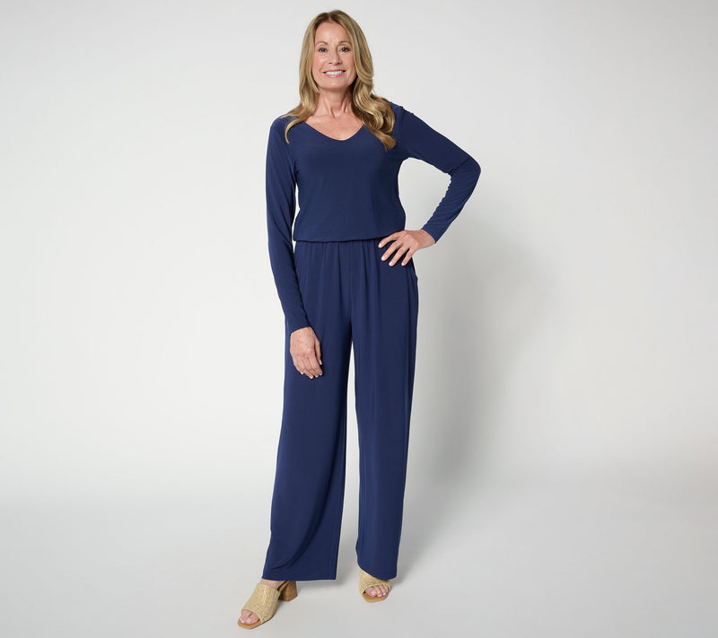 Women with Control Regular La Roma Jersey V-Neck Jumpsuit — View 11
