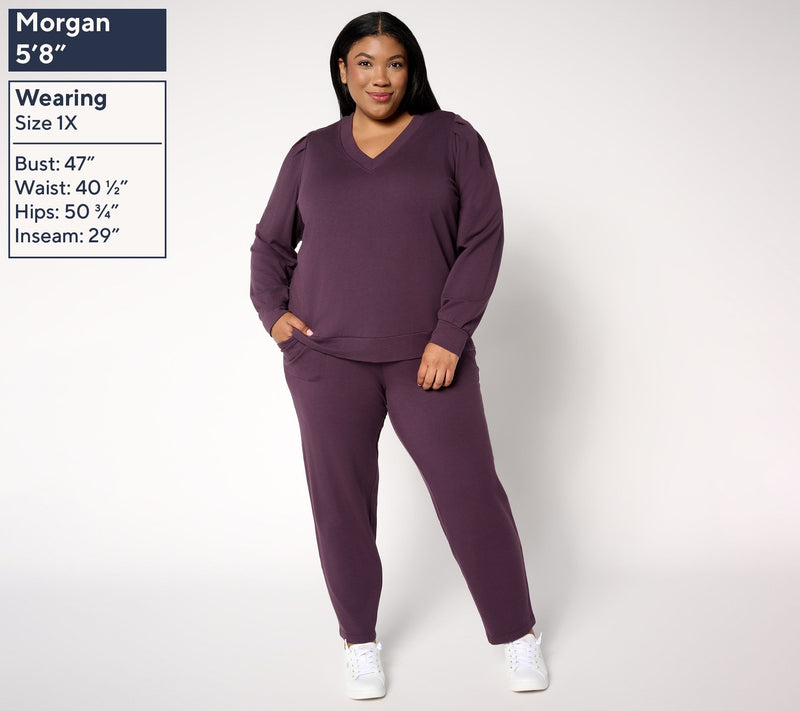 AnyBody Regular Cozy Knit French Terry Top & Pants Set — View 2
