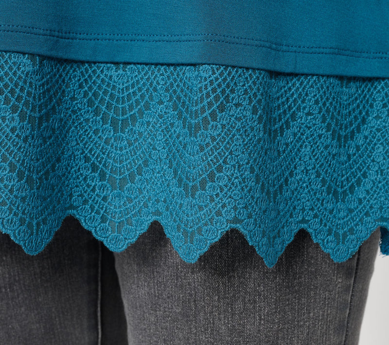 LOGO Layers by Lori Goldstein Petite Knit Tank w/ Lace Hem — View 14