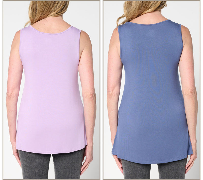 LOGO Layers by Lori Goldstein 2-Pack Crew and V-Neck Tanks — View 4