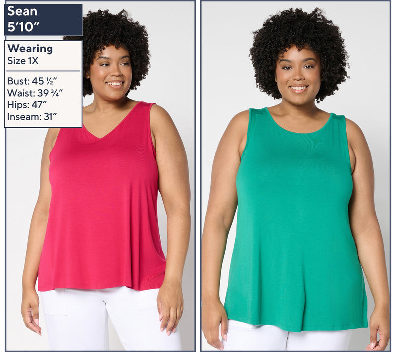 LOGO Layers by Lori Goldstein 2-Pack Crew and V-Neck Tanks — View 2