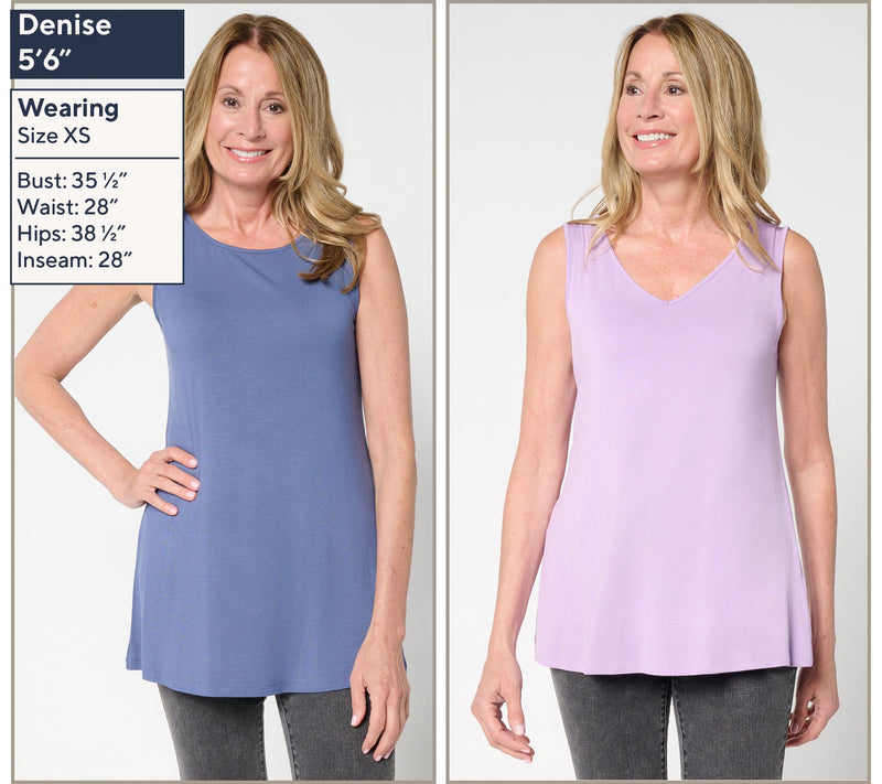 LOGO Layers by Lori Goldstein 2-Pack Crew and V-Neck Tanks — View 3