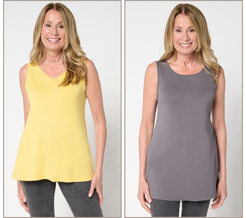 LOGO Layers by Lori Goldstein 2-Pack Crew and V-Neck Tanks — View 12