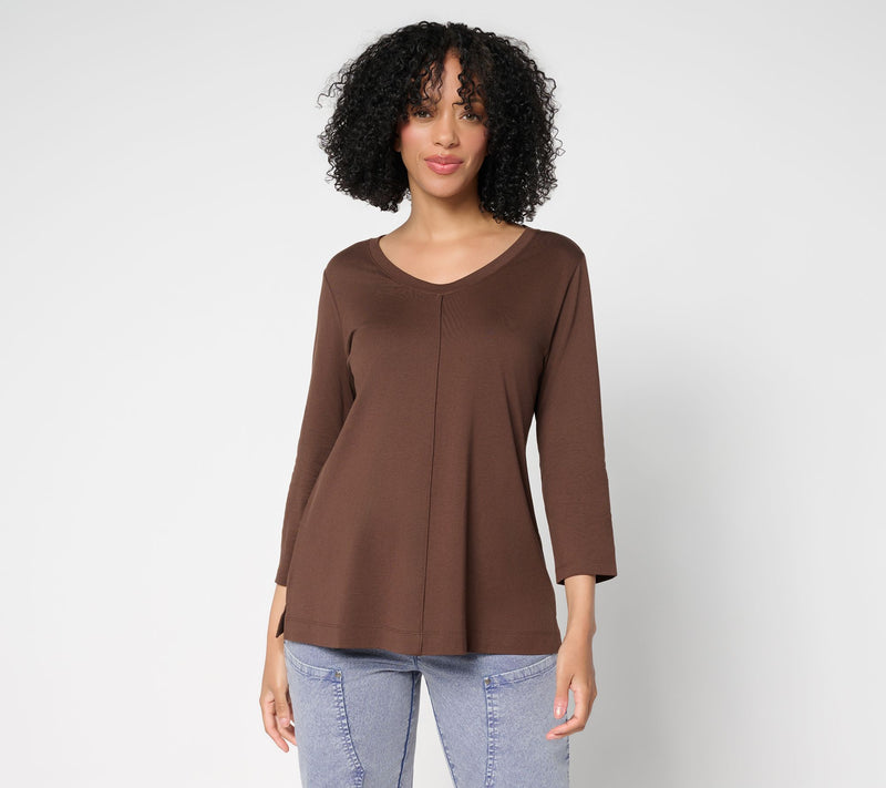 LOGO Principles by Lori Goldstein 3/4 Sleeve Knit Top — View 16