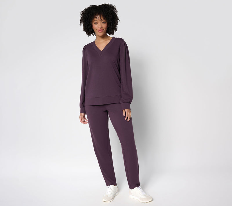 AnyBody Tall Cozy Knit French Terry Top & Pants Set — View 15