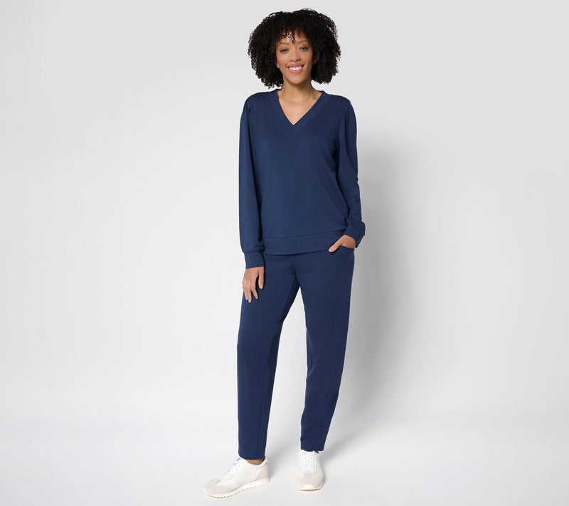 AnyBody Tall Cozy Knit French Terry Top & Pants Set — View 16