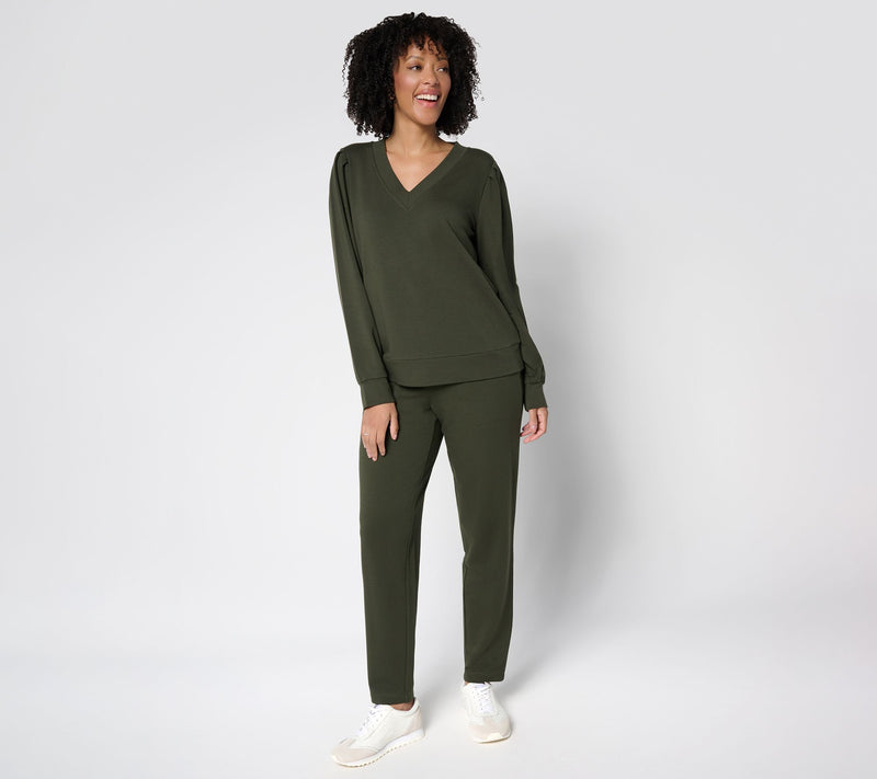 AnyBody Tall Cozy Knit French Terry Top & Pants Set — View 19