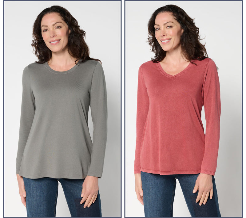 LOGO Principles by Lori Goldstein Set of 2 Knit Tops — View 17