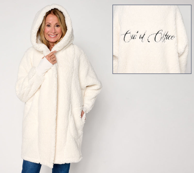 By Jill Martin Regular Sherpa Embroidered Hooded Lounger — View 4