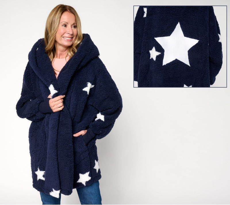 By Jill Martin Regular Sherpa Embroidered Hooded Lounger — View 6