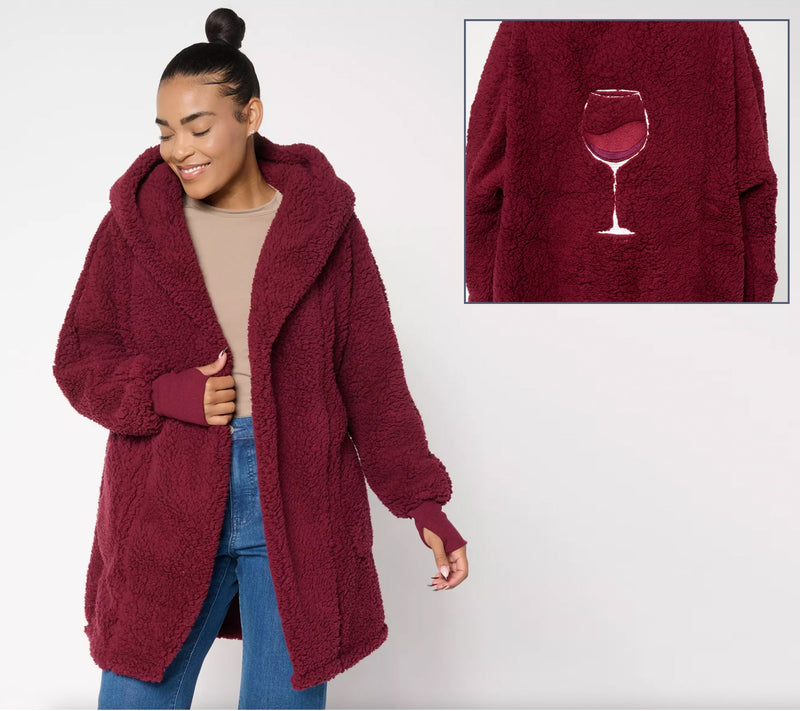By Jill Martin Regular Sherpa Embroidered Hooded Lounger — View 10