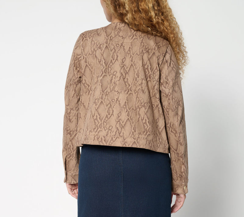 Women with Control Printed Prime Stretch Denim Diva Jacket — View 8