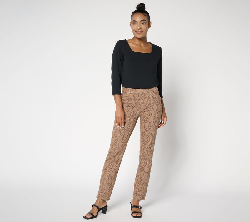 Women with Control Regular Printed Prime Stretch Denim Straight Jeans — View 5