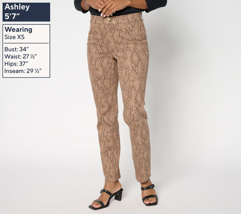Women with Control Petite Printed Prime Stretch Denim Straight Jeans — View 7