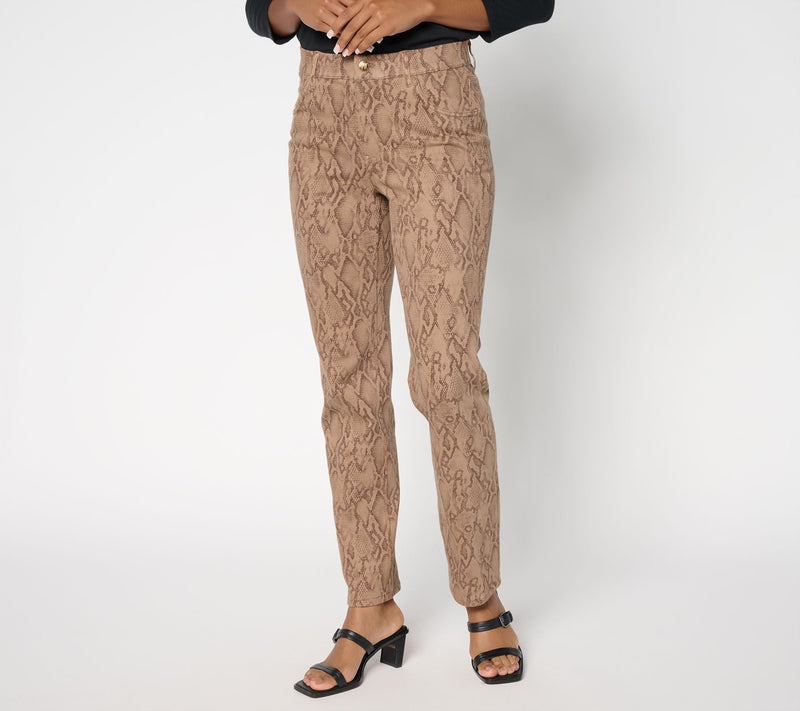 Women with Control Petite Printed Prime Stretch Denim Straight Jeans — View 5