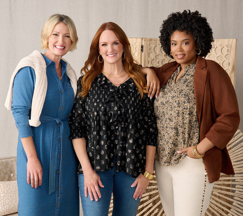 Ree by The Pioneer Woman Printed Ruffle Neck Blouson Knit Top — View 7