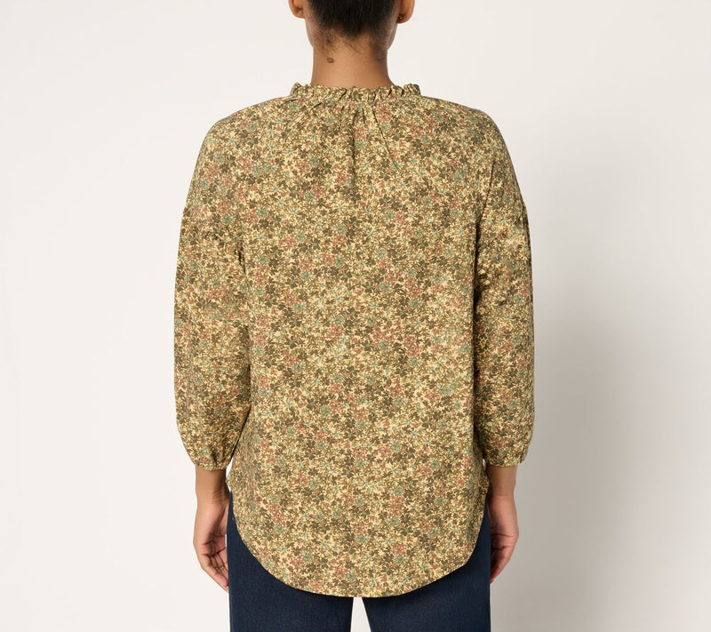 Ree by The Pioneer Woman Printed Ruffle Neck Blouson Knit Top — View 4