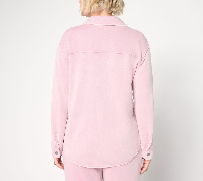 Peace Love World French Terry Button Front Shirt — View 9