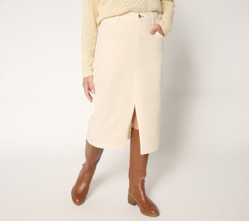 Peace Love World Regular V-Yoke Denim Midi Skirt — Main view