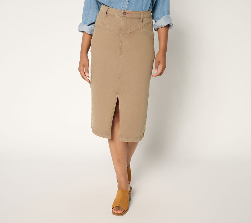 Peace Love World Regular V-Yoke Denim Midi Skirt — View 11