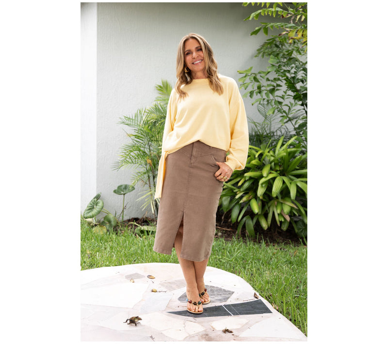 Peace Love World Regular V-Yoke Denim Midi Skirt — View 9