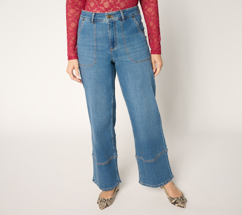 LOGO by Lori Goldstein Regular Indigo Full Length Wide Leg Jeans — Main view