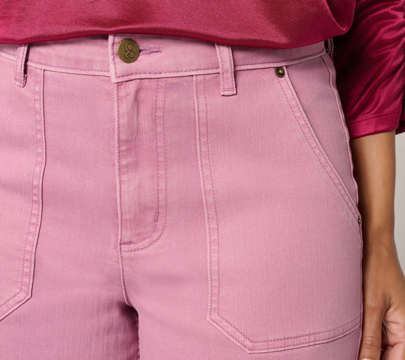 LOGO by Lori Goldstein Regular Color Full Length Wide Leg Jeans — View 10