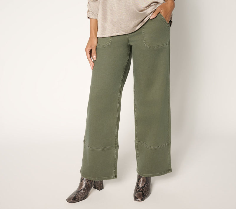 LOGO by Lori Goldstein Regular Color Full Length Wide Leg Jeans — View 6