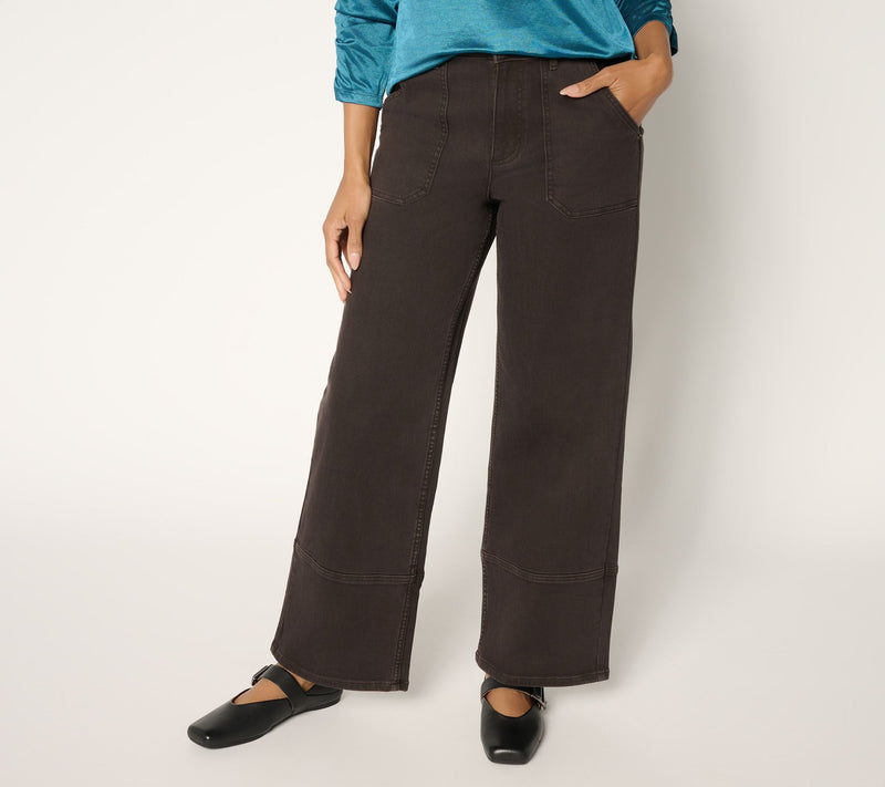 LOGO by Lori Goldstein Regular Color Full Length Wide Leg Jeans — View 2