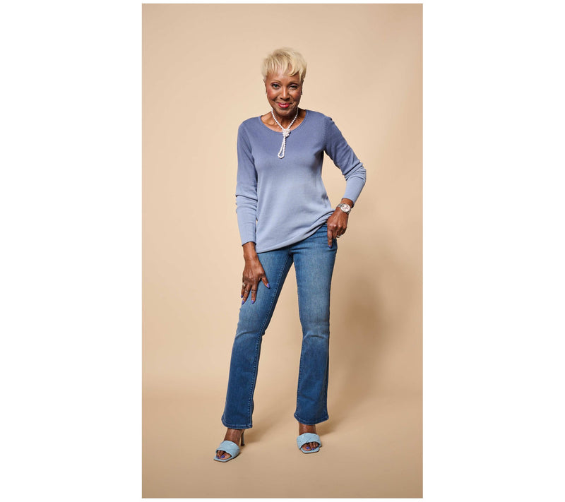 Women with Control Conrour Curves Petite Indigo Jeans — View 9