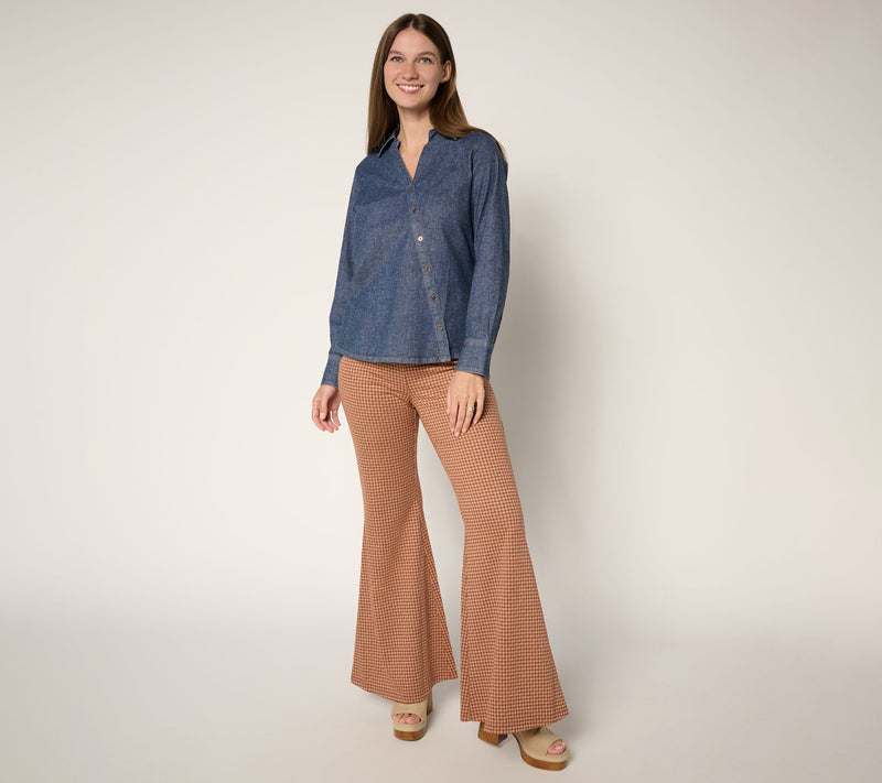 Peace Love World Petite Brushed Knit Pull-on Flare Pants — View 5