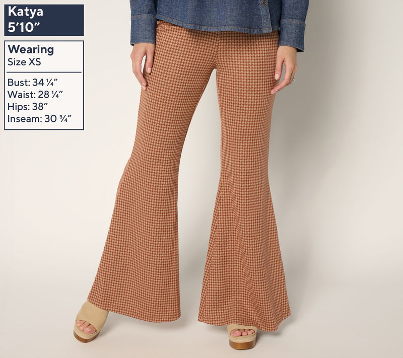 Peace Love World Petite Brushed Knit Pull-on Flare Pants — View 3
