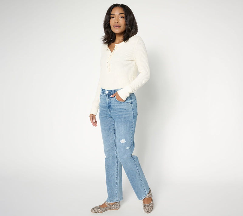Me by Jennie Garth Petite Distressed Jeans- Indigo — View 9