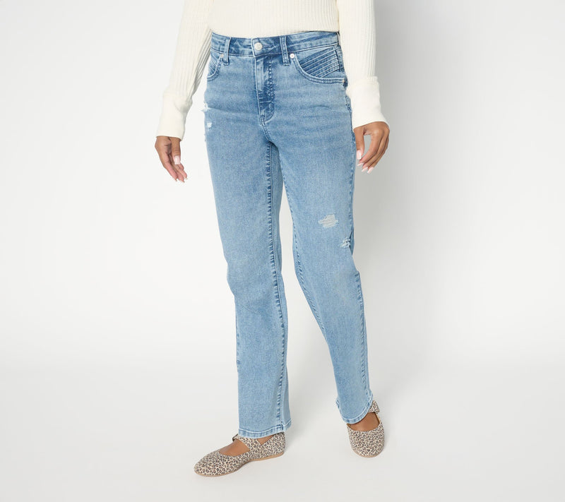 Me by Jennie Garth Petite Distressed Jeans- Indigo — View 5