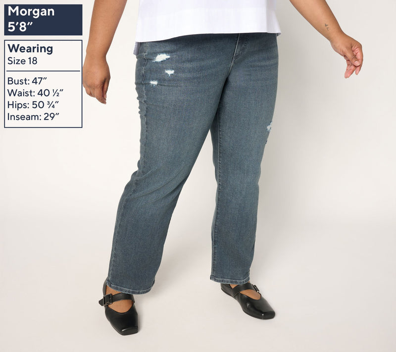 Me by Jennie Garth Petite Distressed Jeans- Indigo — View 6
