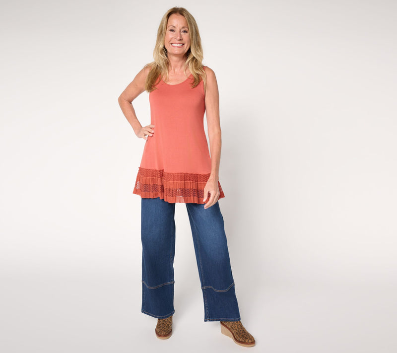 LOGO Layers by Lori Goldstein Petite Tank with Broomstick Hem — View 13
