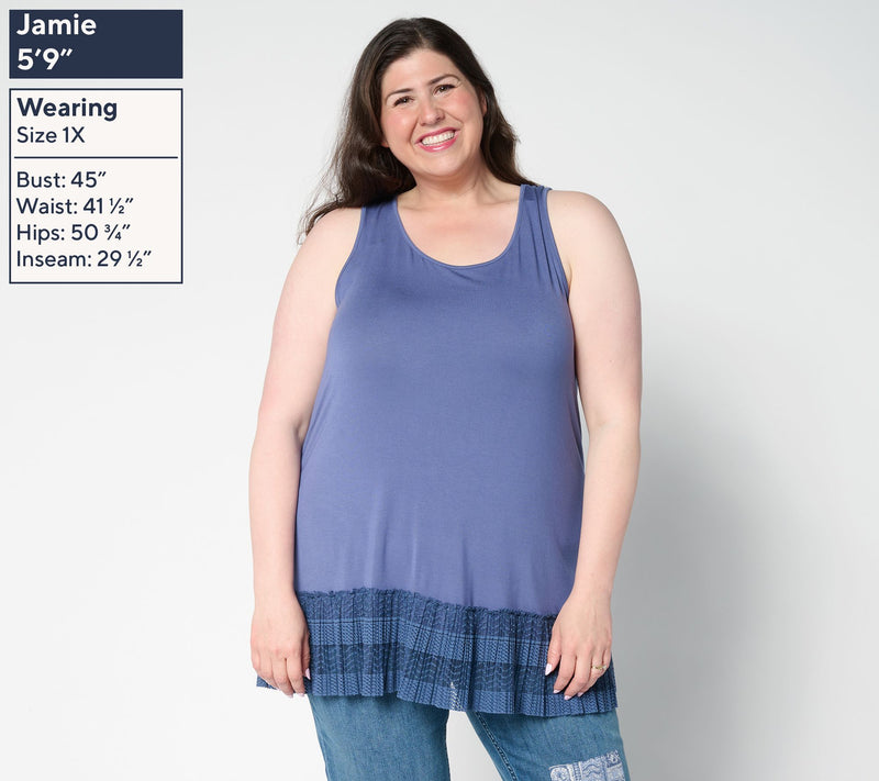 LOGO Layers by Lori Goldstein Petite Tank with Broomstick Hem — View 10